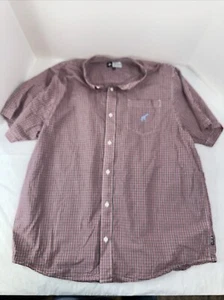 LRG Lifted Research Group Button-Up Shirt S/S Plaid Red Giraffe Mens Sz 3XL - Picture 1 of 6