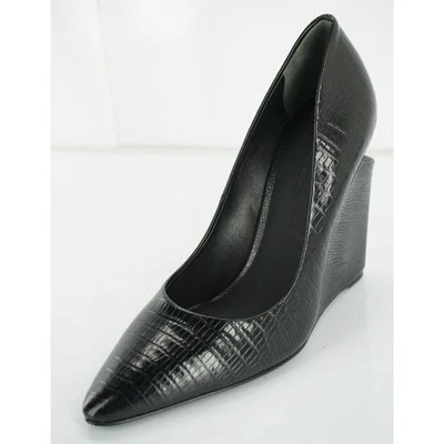 Alexander Wang black Lizzard Ine Wedge Heel Pointy Toe Pumps Size 36 New $595 - Image 1 of 4