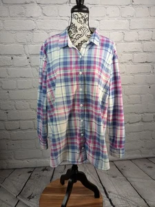 Rider Woman's Button Front Long Sleeve Plaid Print Fleece Shirt Plus Sz 3x b23 - Picture 1 of 10