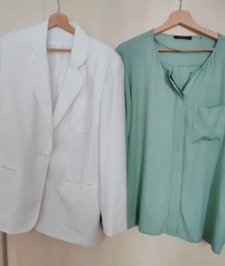 Achsel zu Achsel: ca. 56 cm Jacke-Blazer Damen Gr.42/44 (L) weiß + Espritbluse - Bild 1 von 22