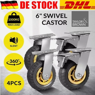 4er Set 150mm Schwerlastrollen 1000KG Lenkrollen Transportrollen Möbelrollen DHL - Bild 1 von 4