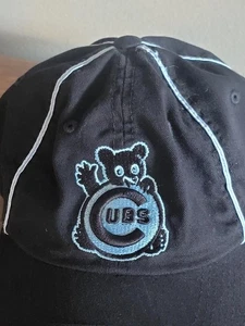CHICAGO CUBS AMERICAN NEEDLE Black Blue Adjustable BASEBALL CAP HAT Preowned - Picture 1 of 7