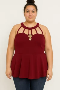 FREE POSTAGE IN AUSTRALIA - CITY CHIC MAROON SLEEVELESS SWEETHEART TOP SIZE L - Bild 1 von 9