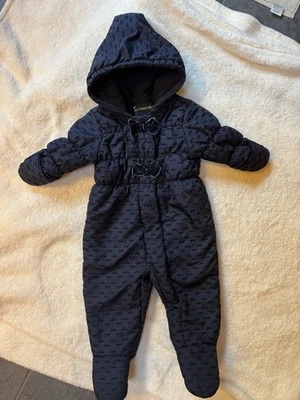 Traje de nieve con lazo Rothschild 12M azul marino niñas bebé cochecito flocado coqueta traje de nieve Foto 1 de 4