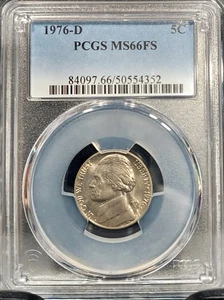 1976 D JEFFERSON NICKEL 5C PCGS CERTIFIED MS 66 FS MINT UNC - FULL STEPS (352) - Picture 1 of 4