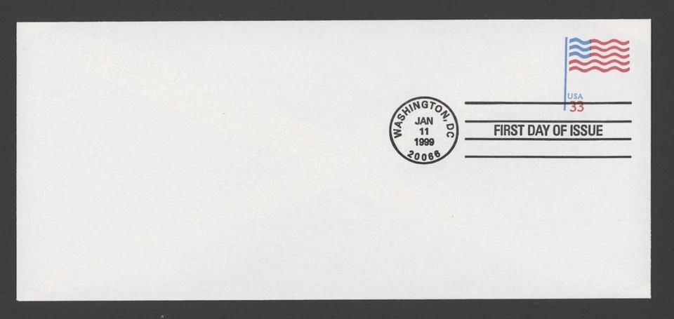 1999 US Scott #U643 33c Flag, Solid #9 Stamped Envelope FDC - Image 1 of 1