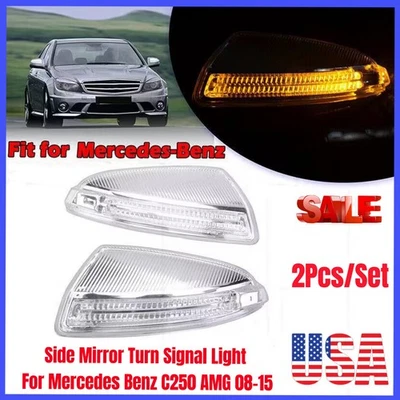 2Pc Side Mirror Turn Signal Light For Mercedes Benz C250 C300 C350 C63 AMG 08-15 - Image 1 of 4