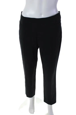 Pantalones Akris para mujer de algodón con puntada de corte de bota cónico plisados con cremallera lateral negros talla 8 Foto 1 de 4