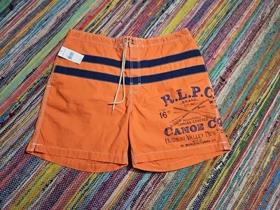 Nuevo Nuevo de Lote Antiguo Polo Ralph Lauren Hudson Valley Nueva York Canoa Board Shorts Naranja XXL Foto 1 de 4