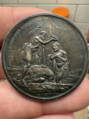 Germany Baptism on the Jordan River Silver Medal c. 1800 Berlin Loos Workshop - Image 1 of 4