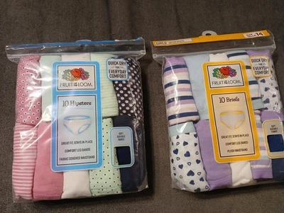 2 juegos Fruit of the Loom para niñas talla 14: 1 juego 10 hipsters, 1 juego 10 calzoncillos Foto 1 de 4