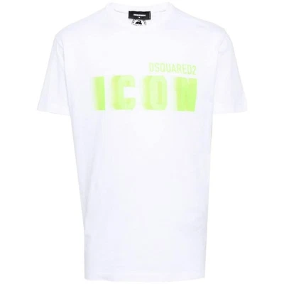 Dsquared2 Cool Fit Green Blur Icon Logo White T-Shirt - Imagen 1 de 2