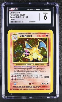 CGC 6 Charizard 2000 Base Set 2 4/130 Holo Pokemon Card - Image 1 of 2