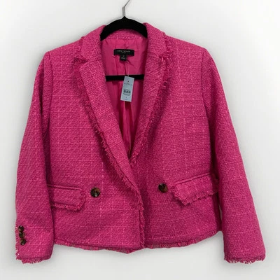 Chaqueta Blazer Ann Taylor Flecos Tweed Rosa Talla 4P NUEVA $189 Barbie Core Foto 1 de 4