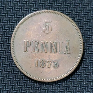 1873 FINLAND: Five (5) Pennia Coin - Alexander II - Copper - KM# 4.2 - Picture 1 of 2