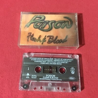 Poison  – Flesh & Blood  *1990:Enigma Cassette – C4 91813 (EX) copy - Image 1 of 4