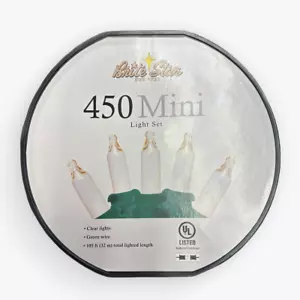 450 Mini Incandescent Clear Lights on Green Cord - Brite Star - Picture 1 of 1