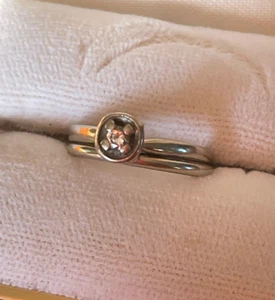 Vintage Wedding Ring set 14K White Gold 8-10 point diamond Size 6 petite - Picture 1 of 6