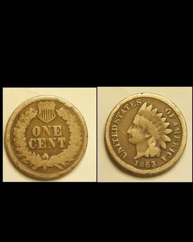 1863 Indian One Cent Coin With Errors Cover