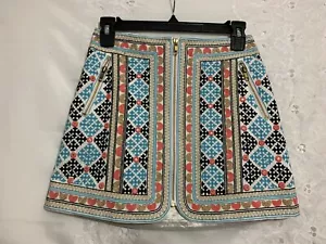 Majorelle Multicolor Zip Front Skirt Embroidered Size XS EUC - Picture 1 of 4