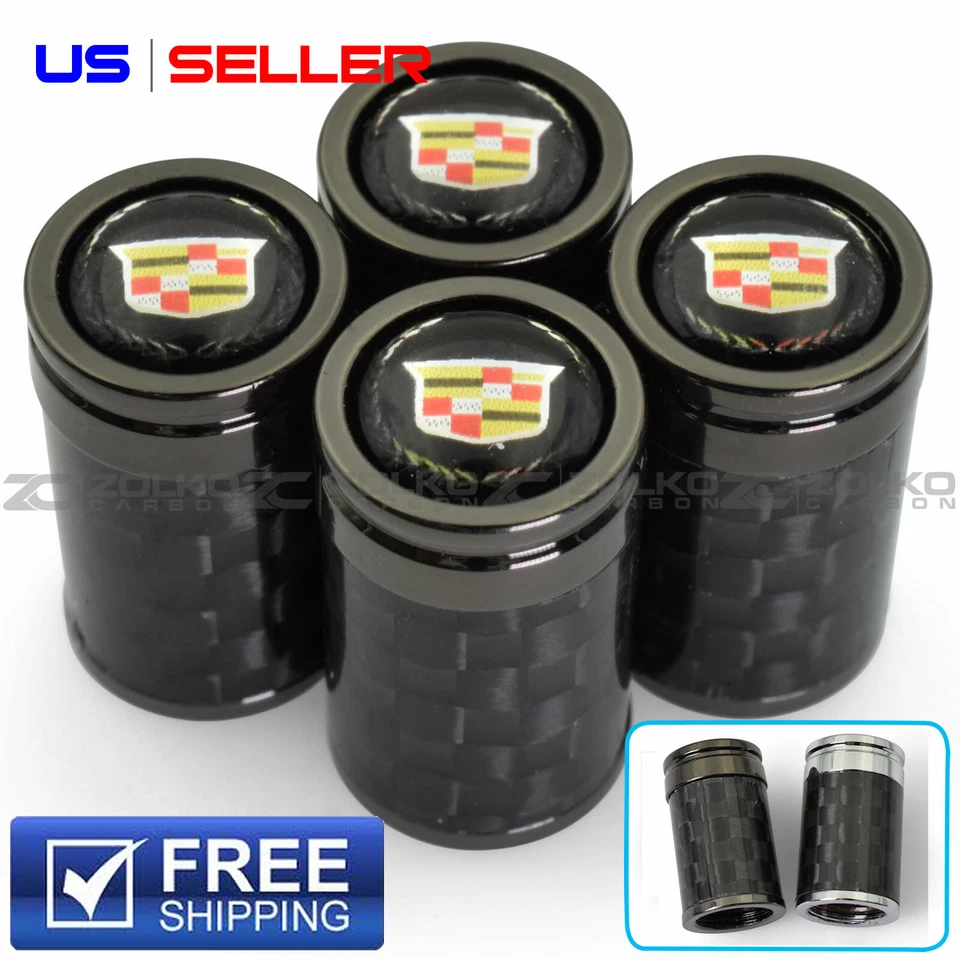 VALVE STEM CAPS WHEEL TIRE FOR CADILLAC 4PC 2 COLOR OPTION - VC08 VC31 - Image 1 of 4