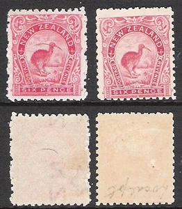 NEW ZEALAND 1900 & 1902 6d RED KIWI PICTORIAL DUO (HM) (REF:H1317) CP E14c&e - Picture 1 of 1