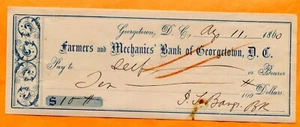 Georgetown, DC, Farmers & Mechanics Bank, 1860 $10 to J. Bangs - Picture 1 of 2