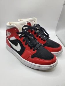 Talla 7W/5.5M NIKE Air Jordan 1 Mid Gimnasio Rojo Negro Blanco Gamuza Cuero BQ6472-601 - Imagen 1 de 8