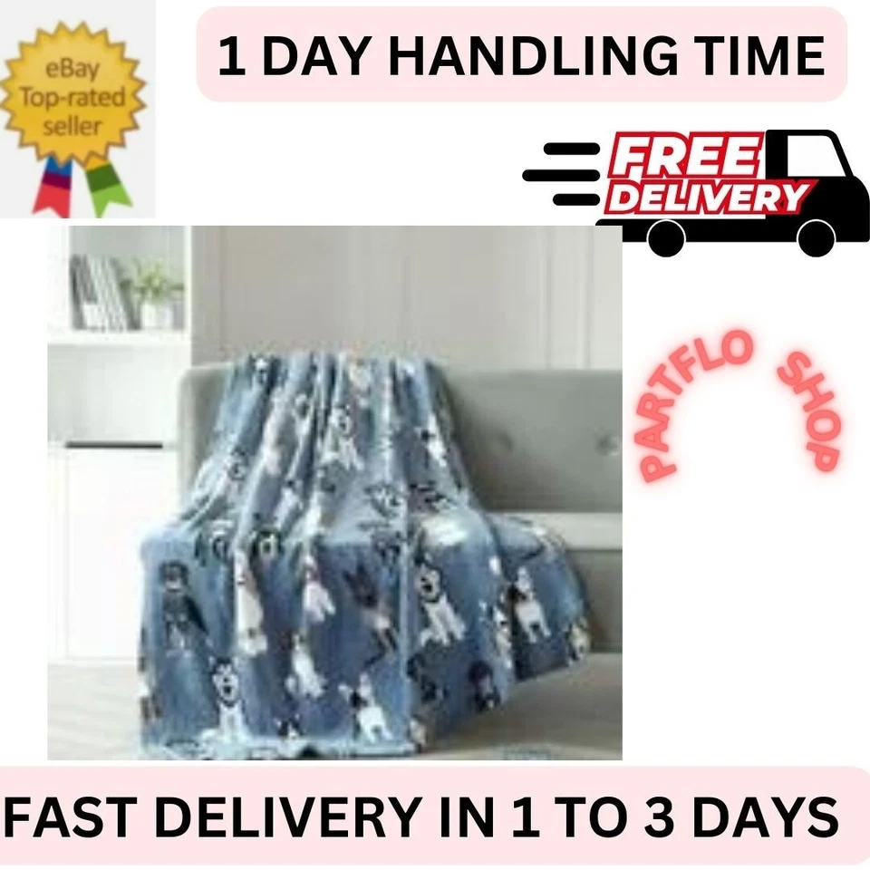 Mainstays Extra Soft Warm Fleece Heat Plush Throw Washable Blanket 50" x 60".Dog - Image 1 of 4