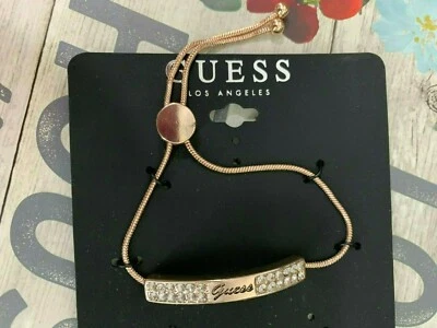  Guess логотип розового золота со стразами раздвижной браслет  - Изображение 1 из 3