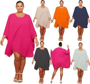Blusa túnica top kimono manga murciélago de gran tamaño con collar de gasa para mujer - Imagen 1 de 11
