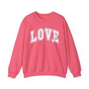 LOVE Valentine's Crewneck Sweatshirt Romantic,Cozy,Valentine's Day Sweater,Heart - Picture 1 of 9