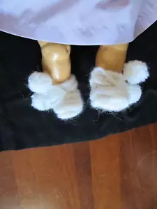 DARLING POM POM BOOTIES MADE FOR 15" TINY TEARS BETSY WETSY EFFANBEE OR SIMILIAR - Picture 1 of 1