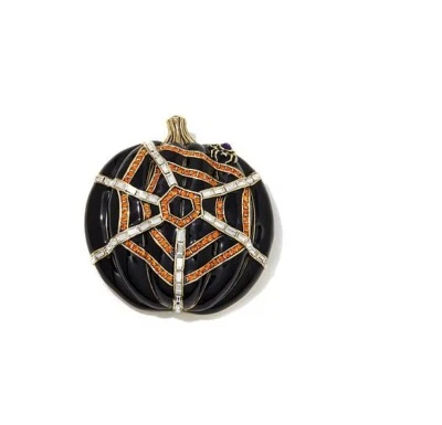 Prendedor HEIDI DAUS "Truco o trato" esmalte y cristal calabaza/araña Halloween Foto 1 de 4