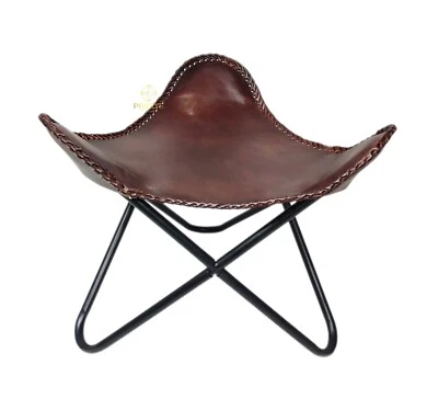 Openable Brown Leather Ottoman Seat Genuine Leather Relaxing Footstool PL2-97 - Image 1 of 4