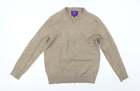 Saville Row Womens Brown Crew Neck Acrylic Pullover Jumper Size M