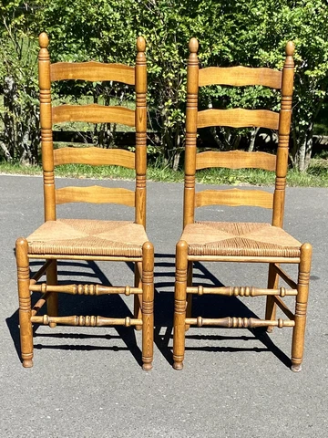 Vintage Ladder Back, Woven Cane Rush Seat Chairs, Set of 2, PICK UP ONLY Cover