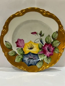 HUTSCHENREUTHER SELB BAVARIA GERMAN HAND PAINTED FLORAL TRIO 10” PLATE - Picture 1 of 6