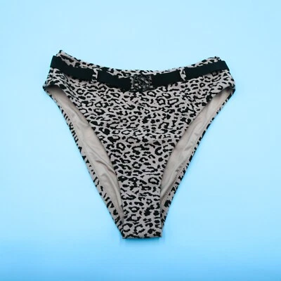 Bikini Victoria's Secret Pequeño Gris Leopardo Acanalado Brasileño Cinturón Parte Inferior Natación Foto 1 de 4