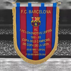 Barcelona v 1. FC Lokomotive Leipzig Cup Winners Cup 1982 Pennant Size 46 x 36cm - Picture 1 of 1