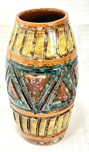 Mid Century Modern Multicolor Florentine Made In Italy Chunky Pottery Vase 7.5” - Picture 1 of 5