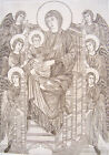 Incision A Engraving Print D'Art - " Maria With Jesus & Saints " -incisore A.