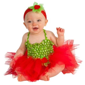 Infant Girls Red Strawberry Costume Baby Tutu Dress & Headband Outfit - Picture 1 of 1