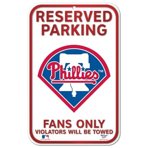 PHILADELPHIA PHILLIES PARKING FANS ONLY 11"X17" PLASTIC SIGN DURABLE POSTER MLB - Image 1 of 1