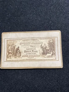 1866 Naramore PhotoCard, Anti-Counterfeiting $5 NATL UNION BANK SWANTON - Picture 1 of 3