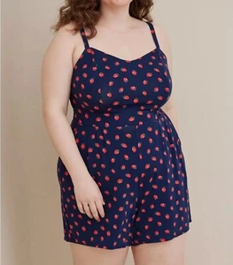Torrid Damen Mini Strampler Erdbeer Print dunkelblau 2x super weich Strick Taschen - Bild 1 von 13