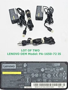LOT OF (2) OEM Lenovo 20V 3.25A 65W Charger AC Adapter PA-1650-72 IS Square Tip - Picture 1 of 6