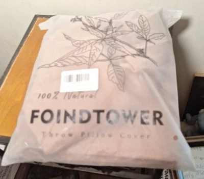 Pair FOINDTOWER  FRINDGED LINEN  PILLOW COVERS 24 X 24  Brown Hazelnut  NEW  - Image 1 of 3