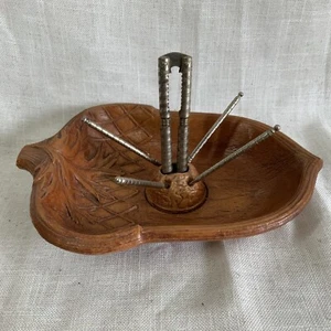 Vintage Acorn Shaped Nut Bowl With Nutcracker and Picks Made In USA - Picture 1 of 7
