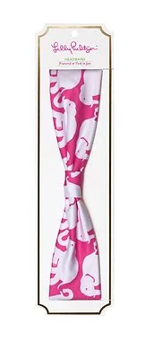 LILLY PULITZER HEADBAND TUSK IN SUN 粉色大象 2 英寸涤纶氨纶头发全新无标签 — 第 1/4 张图片